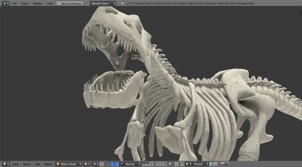 T-Rex skeleton rigged and animated preview image 3